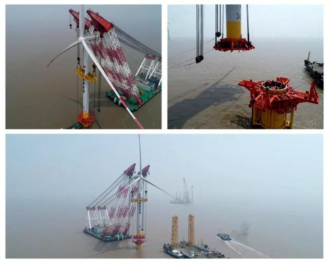 海上單樁基礎(chǔ)風(fēng)電機(jī)組通過吊裝作業(yè)完成整體